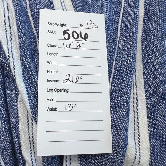 Tularosa Reese Striped V-Neck Button Back Striped Jumpsuit Blue White Size Small - Picture 10 of 10